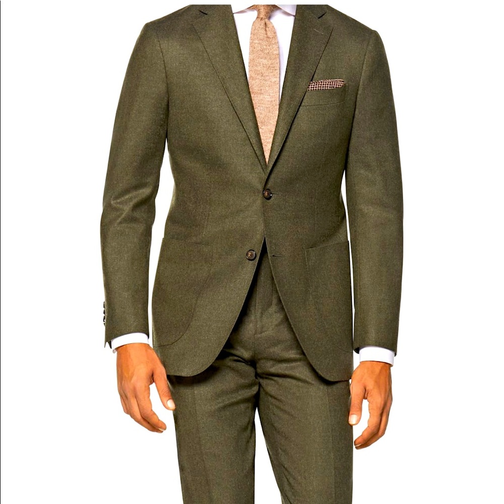 NWT Green Flannel Suitsupply slim fit suit 40r